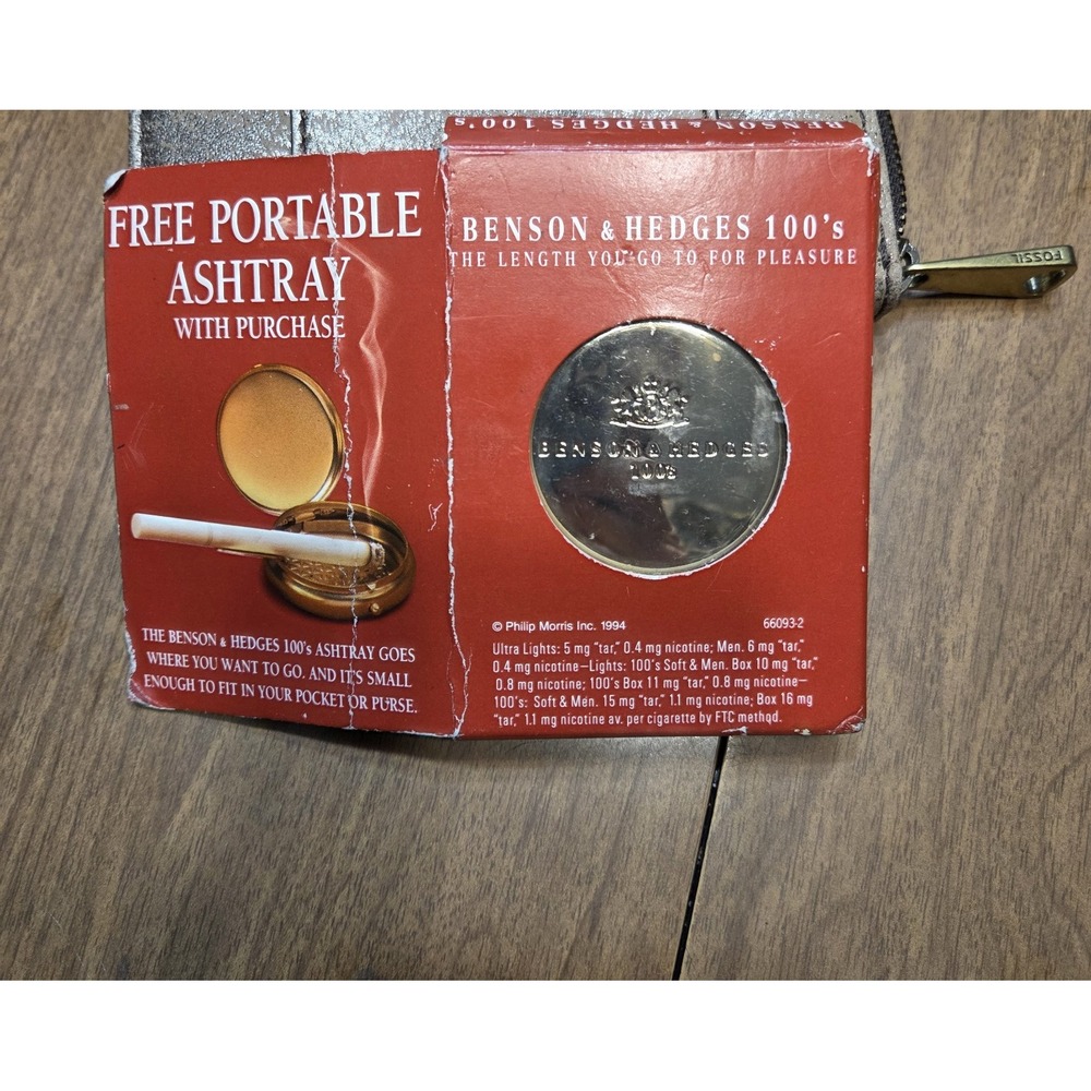 Vtg 1994 Benson‎ & Hedges Portable Ashtray Round Tobacco Unused In Package